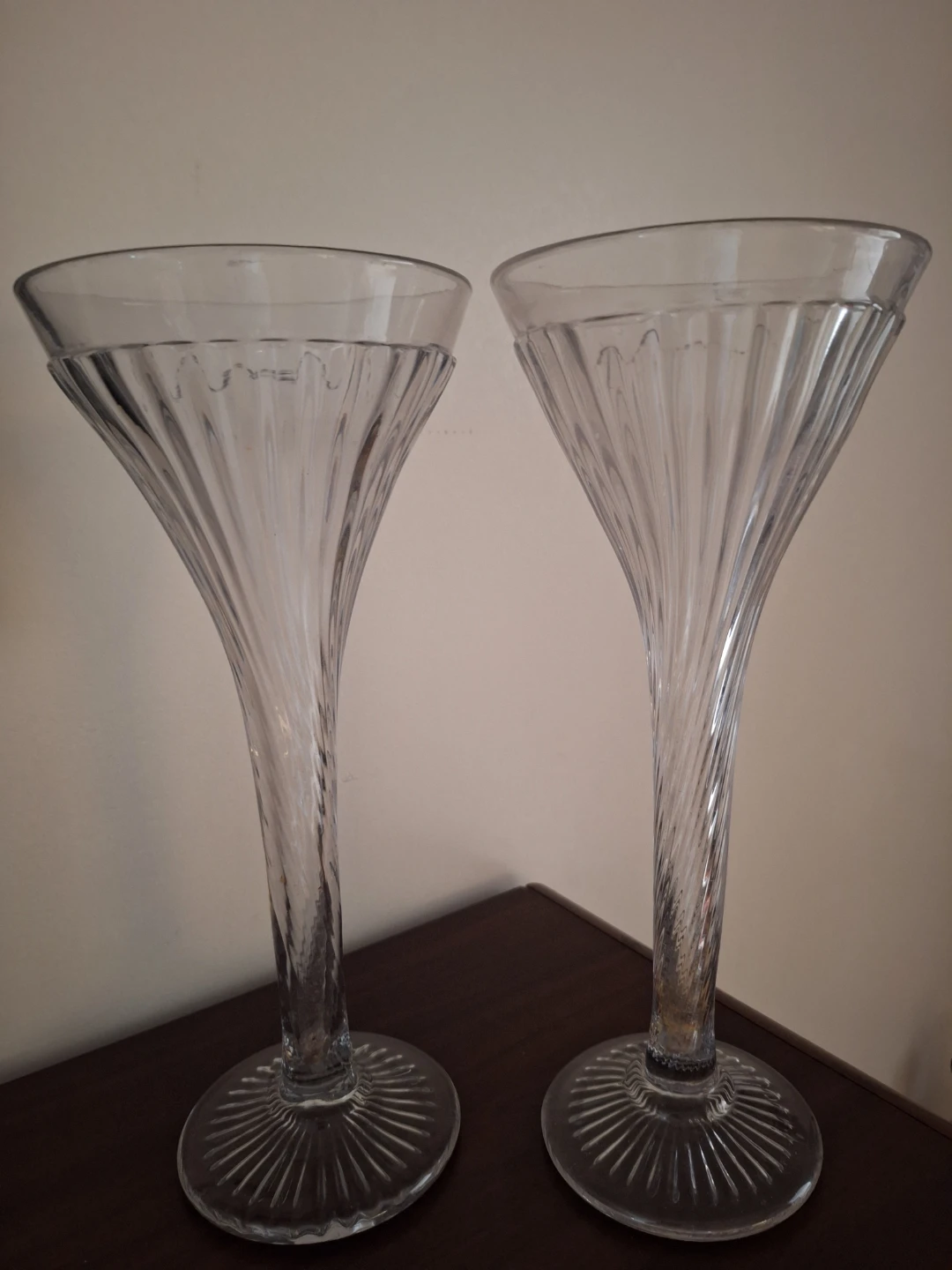 Two Vintage Fluted Glass Vases