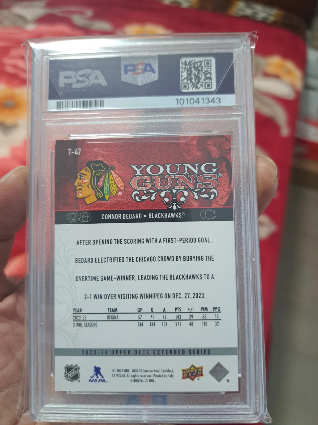 2023 Upper Deck Connor Bedard PSA 9 Young Guns Card - photo 2