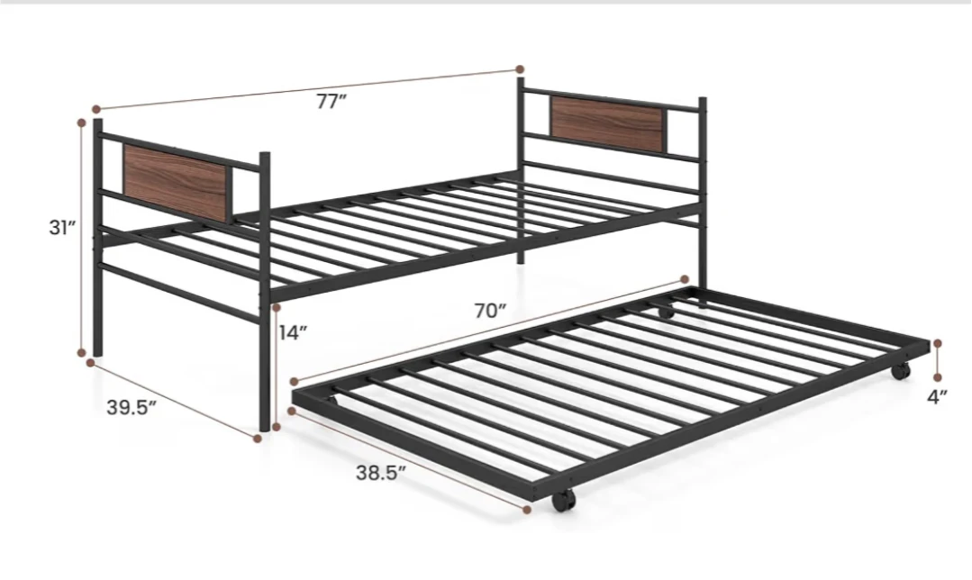Metal Daybed with Trundle