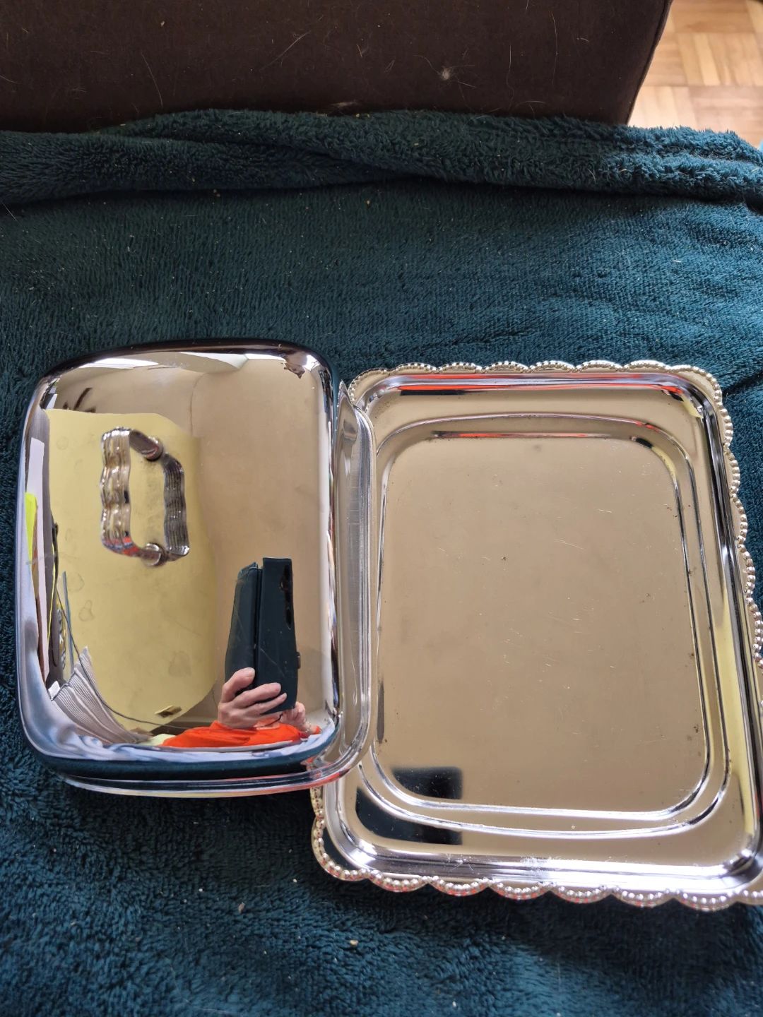 Silver-plated covered butter dish - photo 2