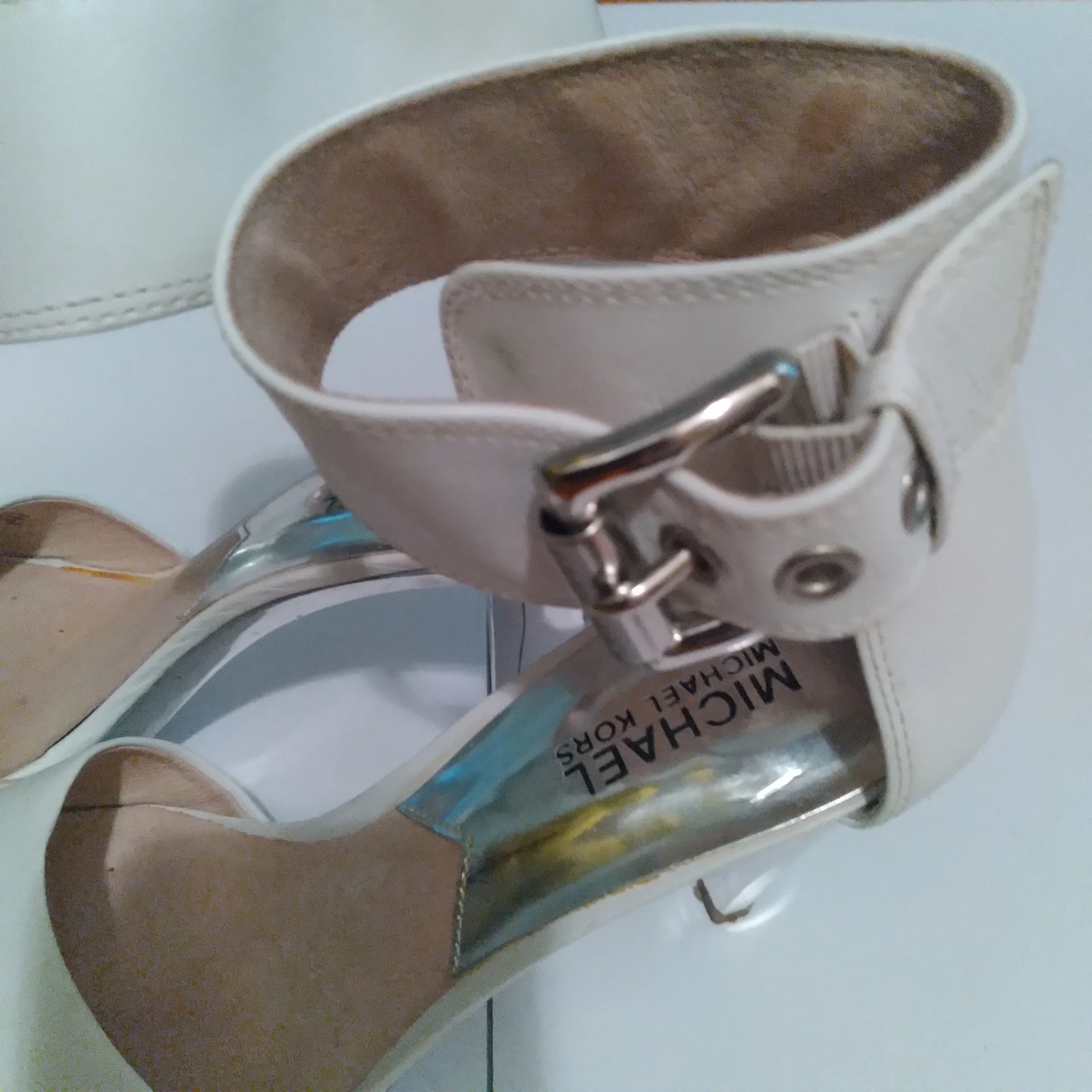 White Michael Kors Heels with Silver Accent - photo 3