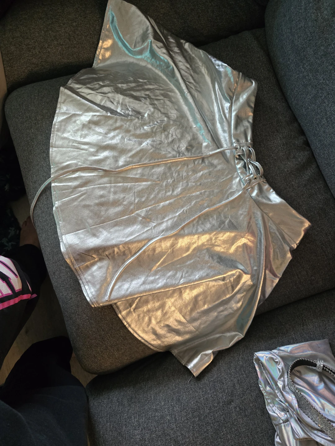 Metallic Silver Skirt XL