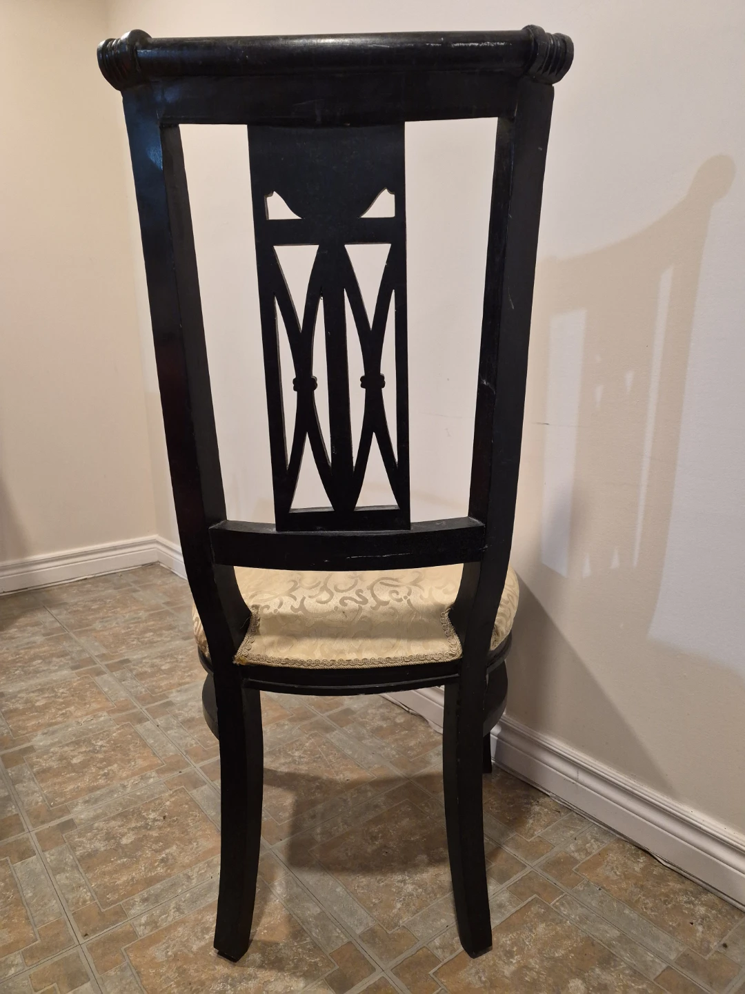 Vintage Black Dining Chair with Gold Upholstery - photo 3