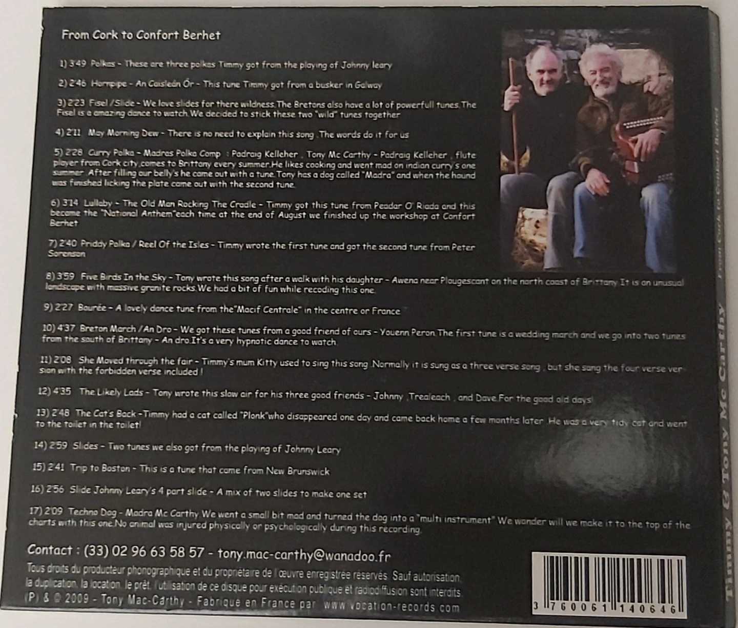 Timmy & Tony Mc Carthy - From Cork to Confort Berhet CD - photo 2