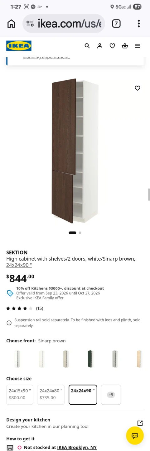 IKEA SEKTION High Cabinet with Sinarp Brown Doors - photo 2