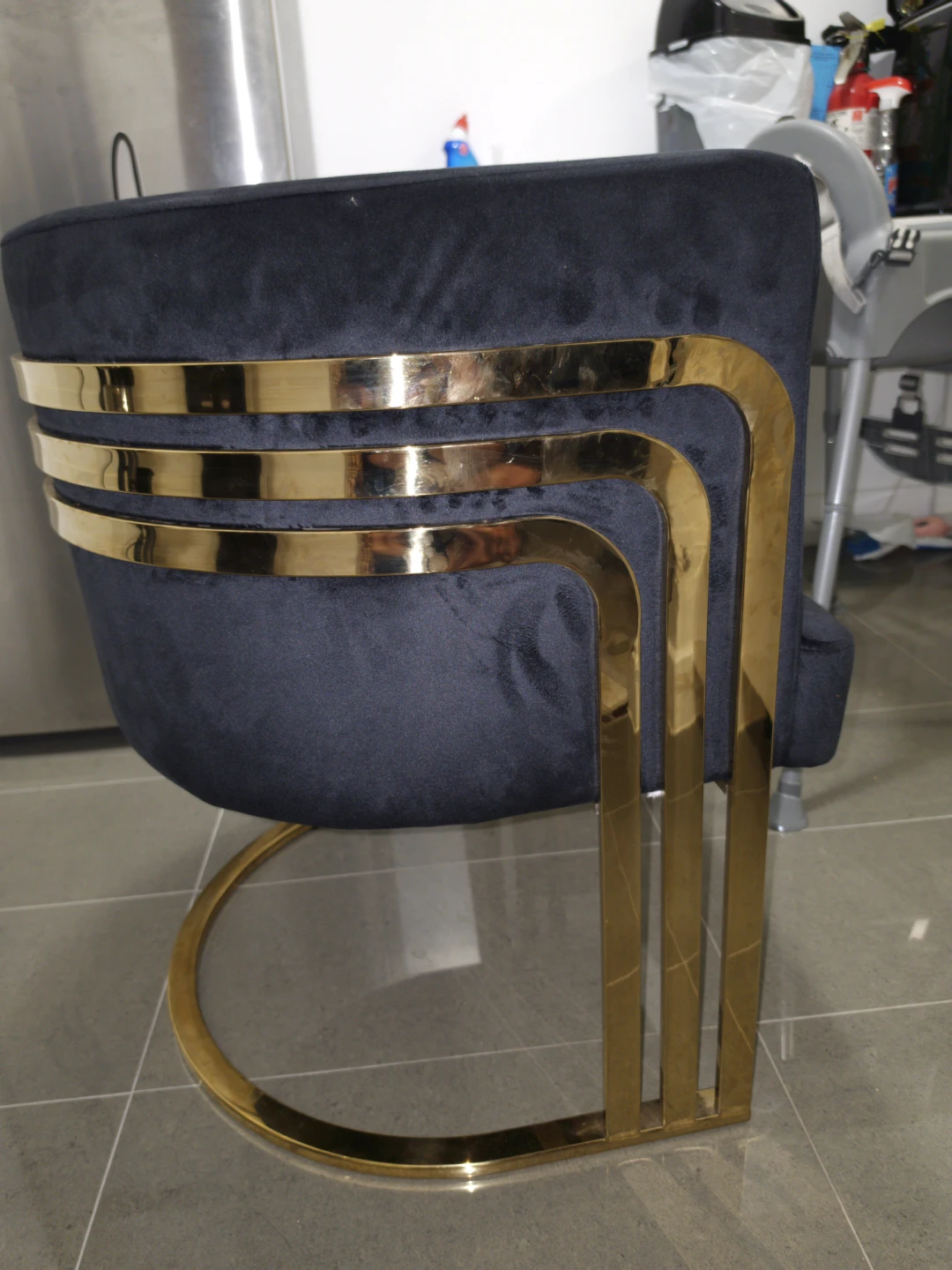 06 pcs ,Black Velvet Accent Chair with Gold Metal Base