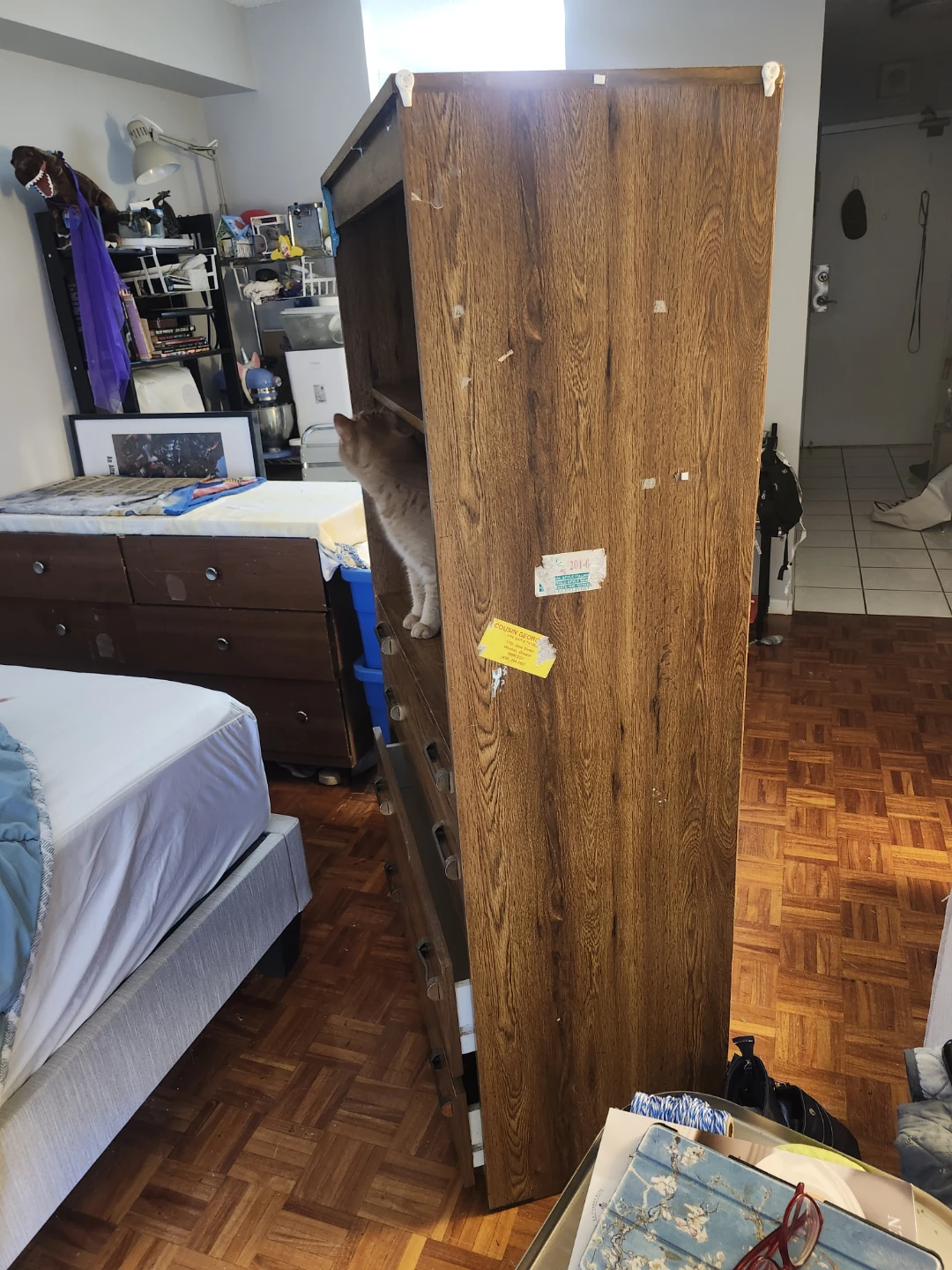 Tall Wooden Bookshelf with Drawers - photo 2