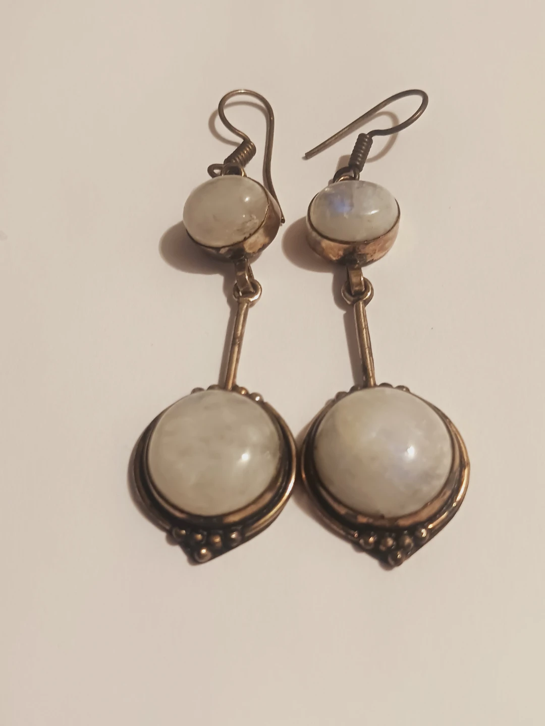 Sterling Silver 925 Moonstone Dangle Earrings - photo 2