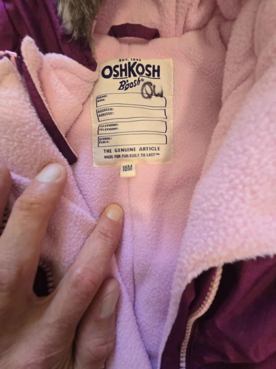 girls oshkosh snow suit.18 months - photo 2