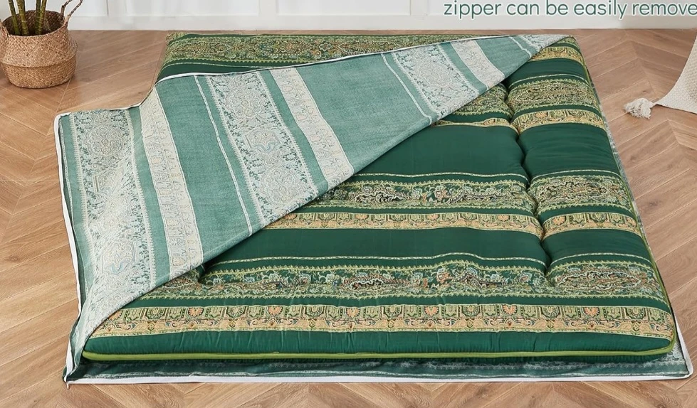 Green Floral Pattern Floor Mattress
