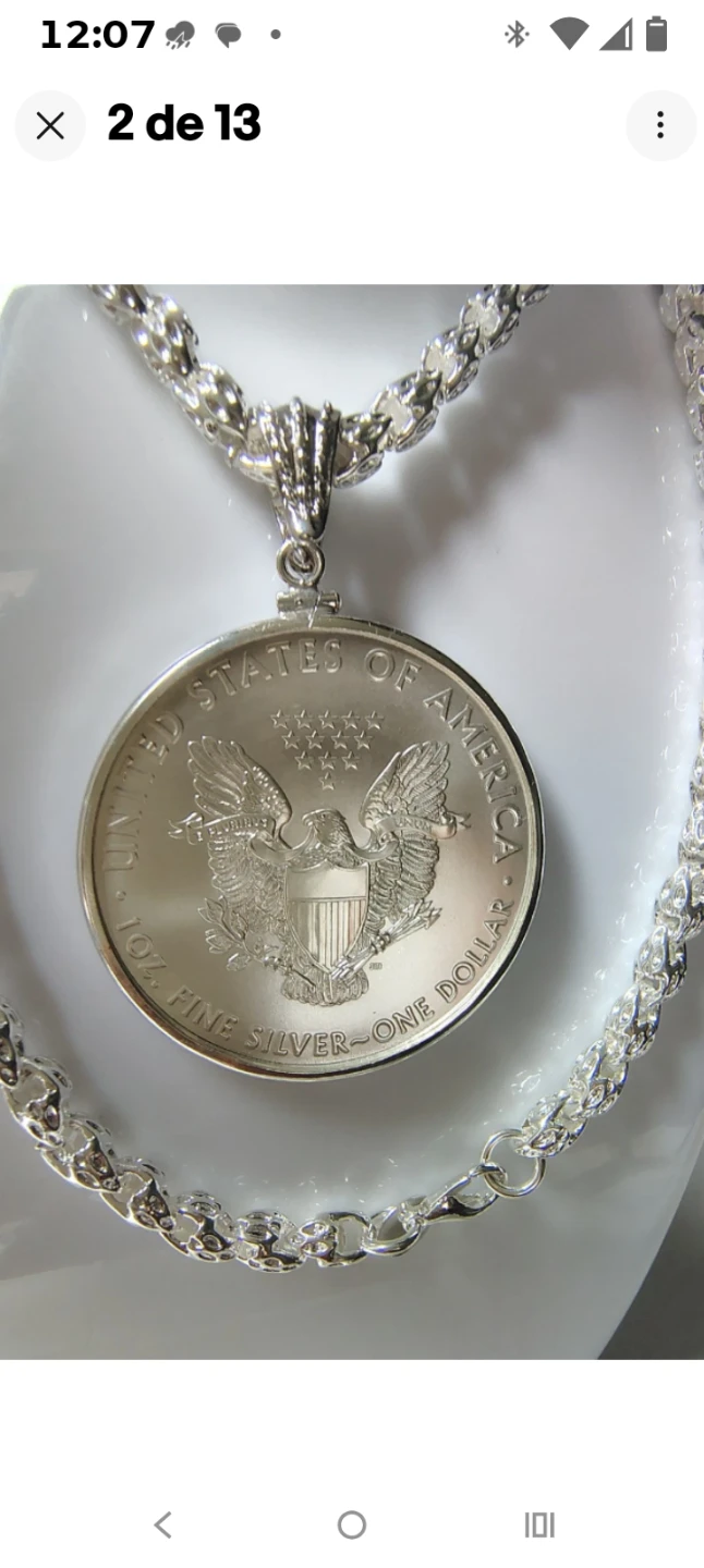 American Eagle 1 oz Silver Coin Pendant Necklace - photo 4
