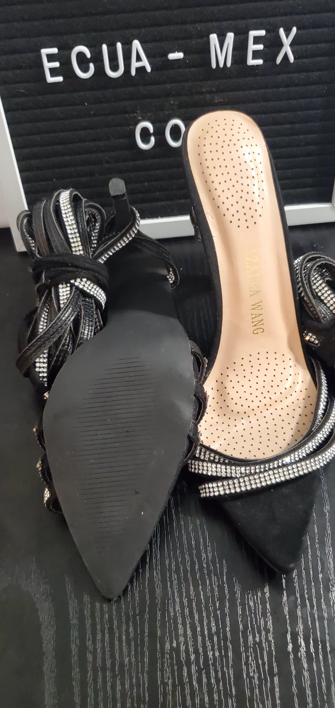 Azalea Wang Black Rhinestone Lace-Up Heels - photo 3