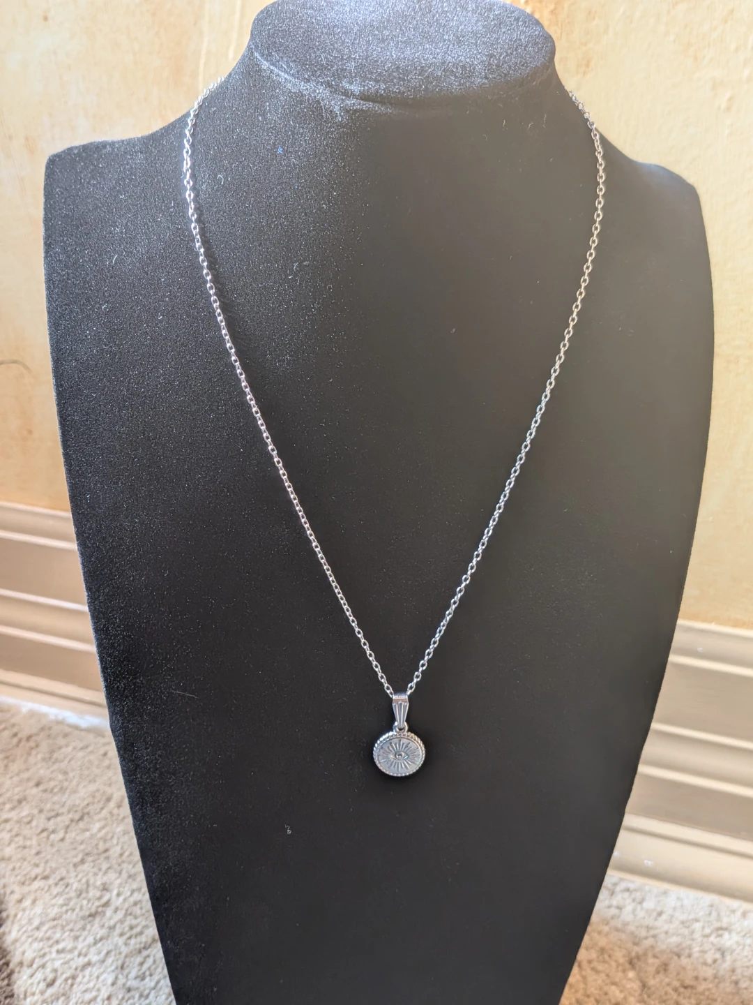 Dainty Evil Eye Medallion Pendant Necklace - photo 2