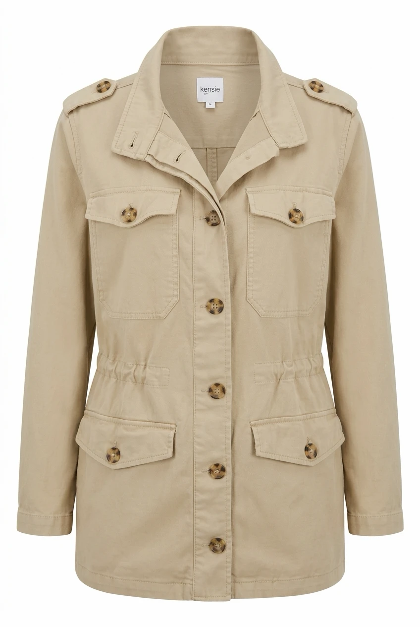 Kensie Tan Utility Cargo Jacket
