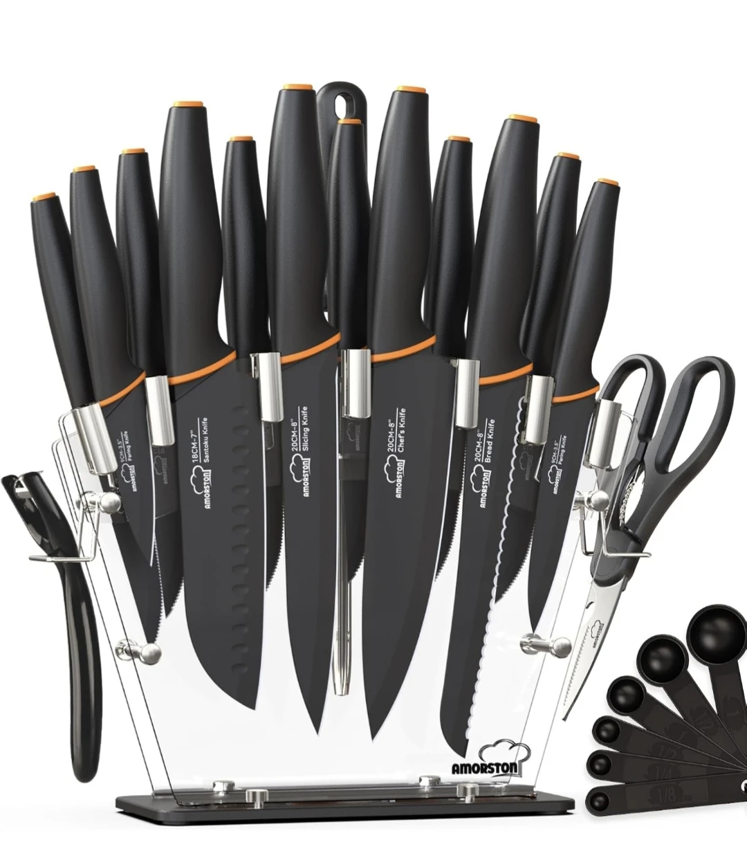 Amorston Kitchen Knife Set with Clear Block