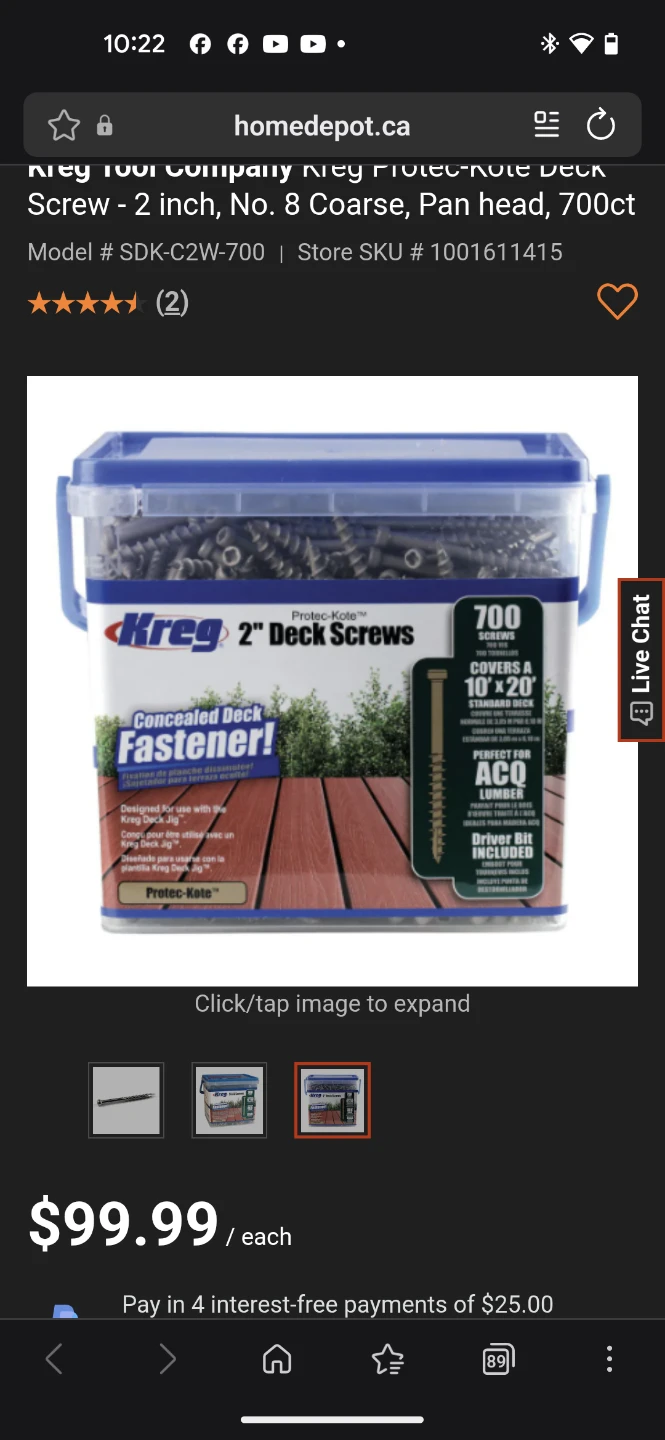 Kreg Protec-Kote Deck Screws 2-Inch, 700 Count