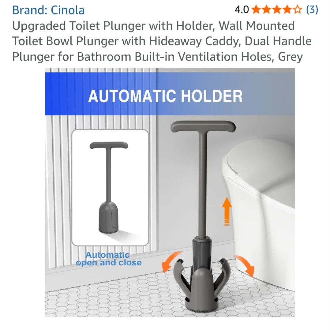 Cinola Toilet Plunger with Automatic Holder