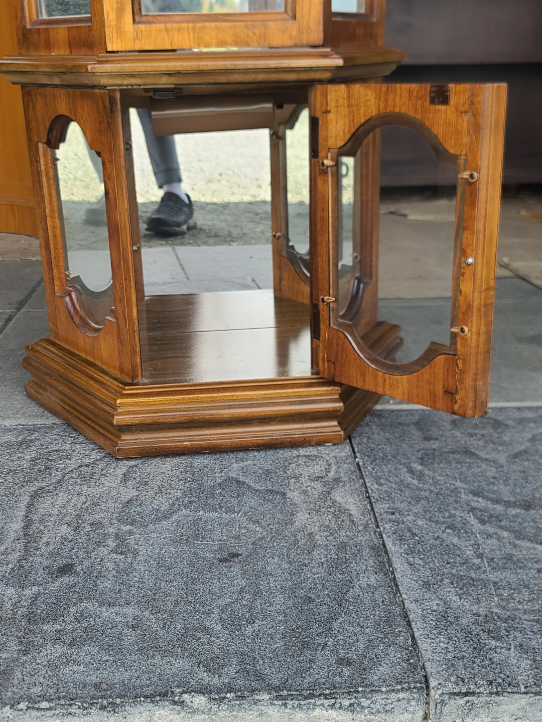 Tall Wood & Glass Lighted Curio Display Cabinet - photo 4