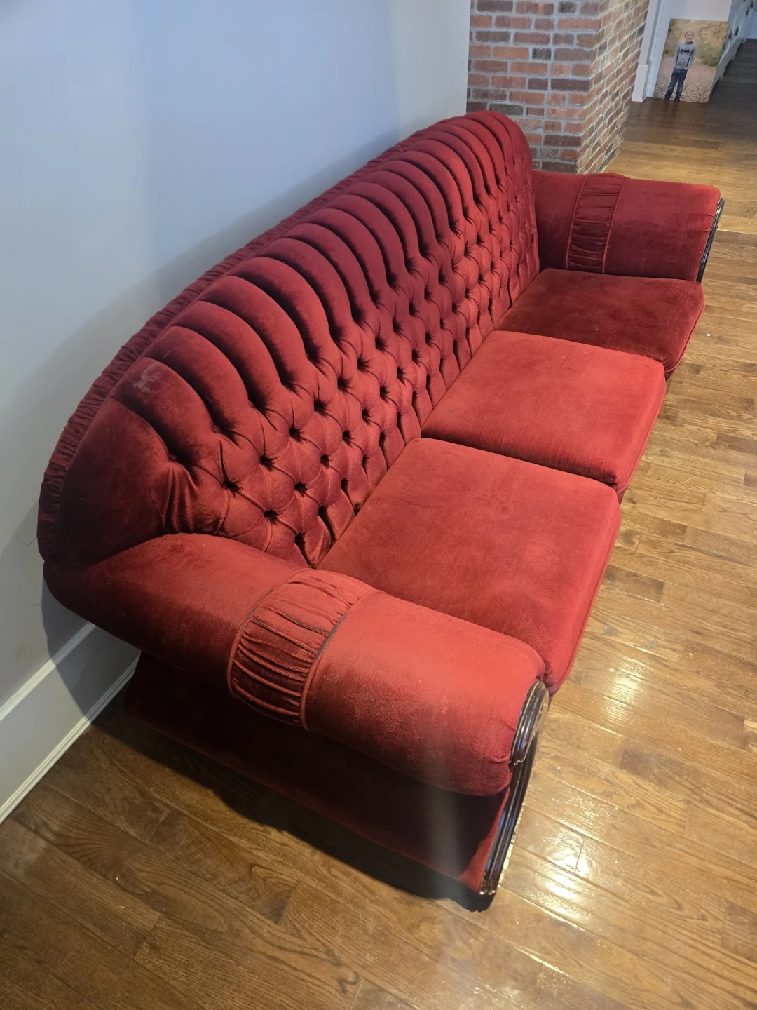 3-piece sofa living room set (red velvet) - photo 2