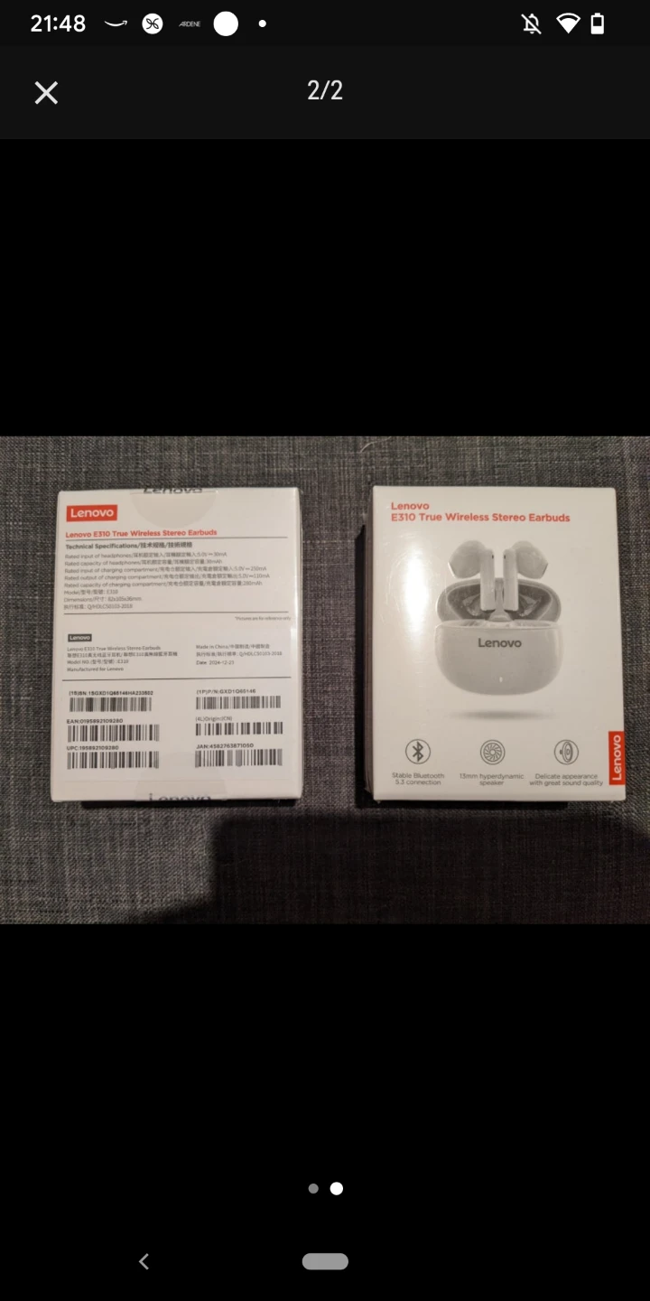 Brand New Lenovo E310 True Wireless Earbuds (Black or White) - photo 2