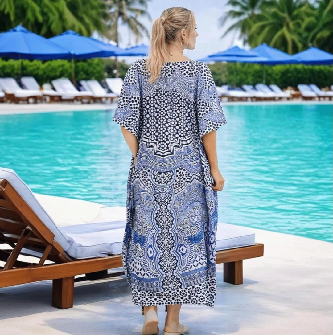 Blue Patterned Kaftan Dress - photo 2