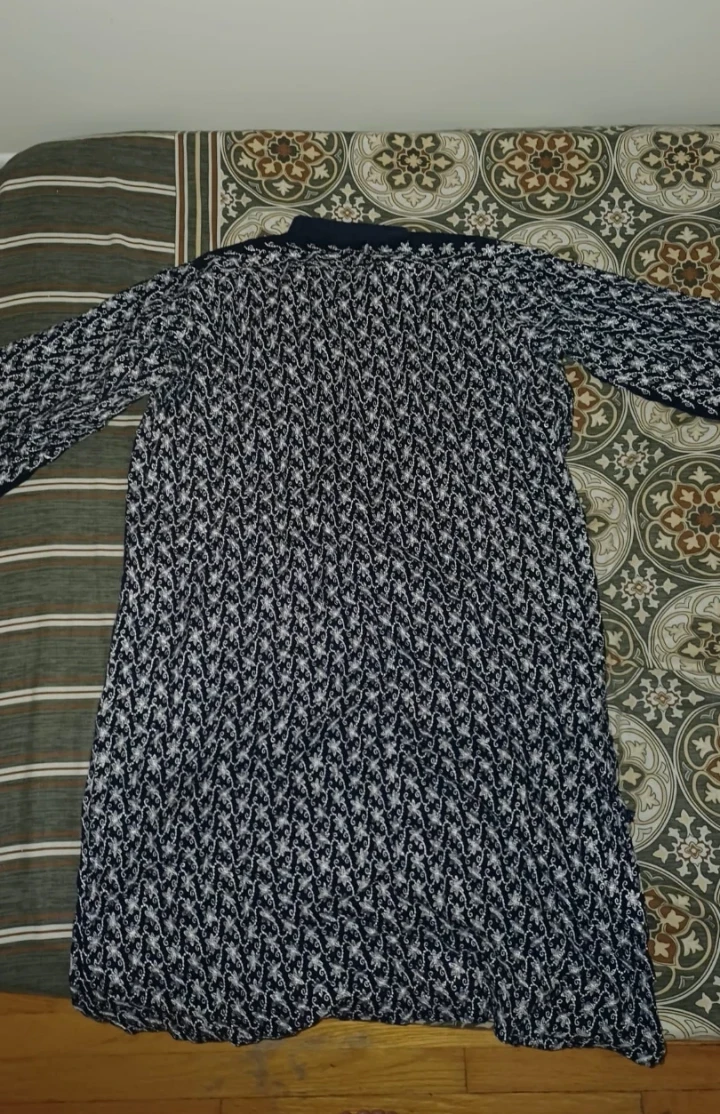 Blue and White Fully Embroidered Tunic Top - photo 3
