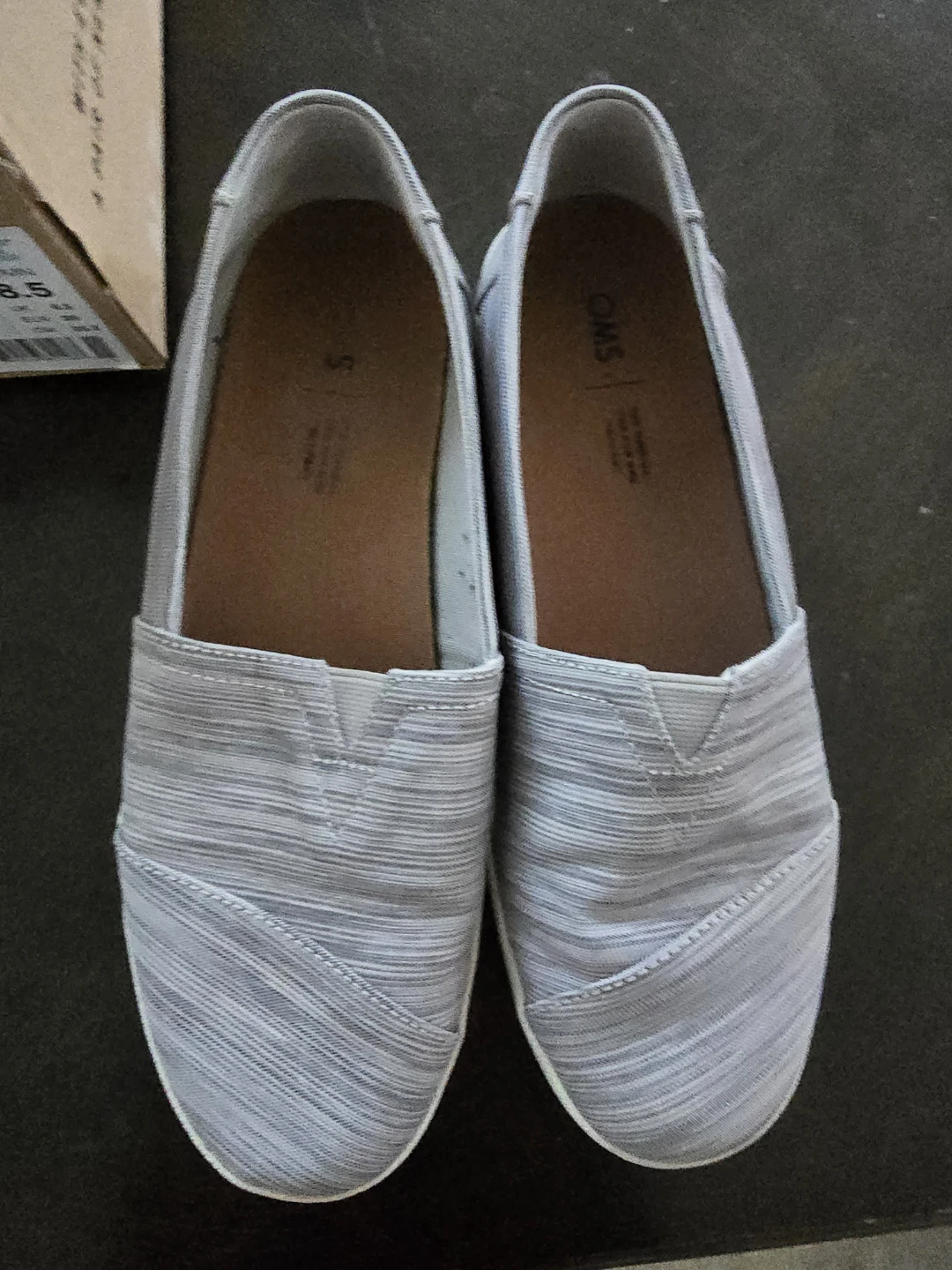 TOMS Avalon Grey Two Tone Stripe Slip-ons - Size 8.5 - photo 2