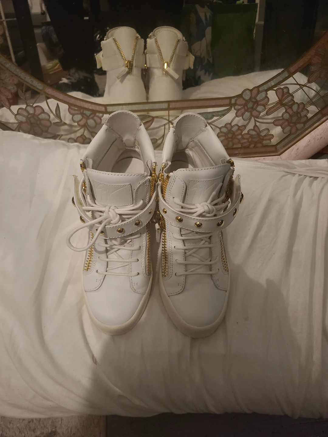Giuseppe Zanotti White Leather High-Top Sneakers
