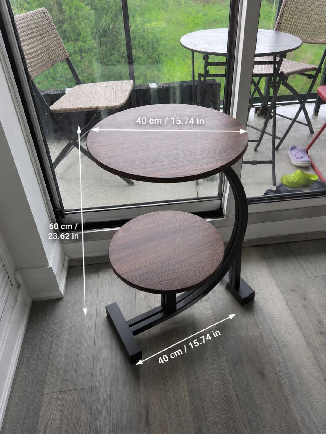 Brand New Sealed C-Shaped 2-Tier Round Side Table - photo 2