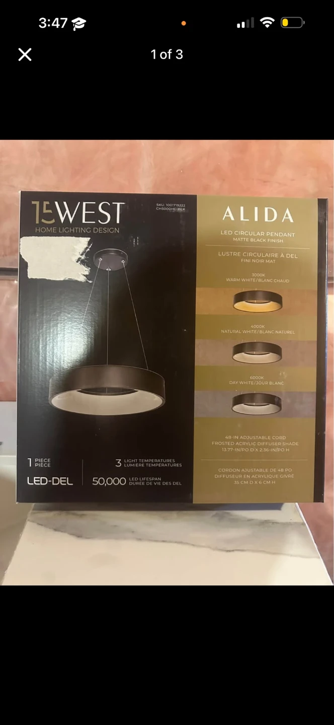 15West Alida LED Circular Pendant - Matte Black - photo 2