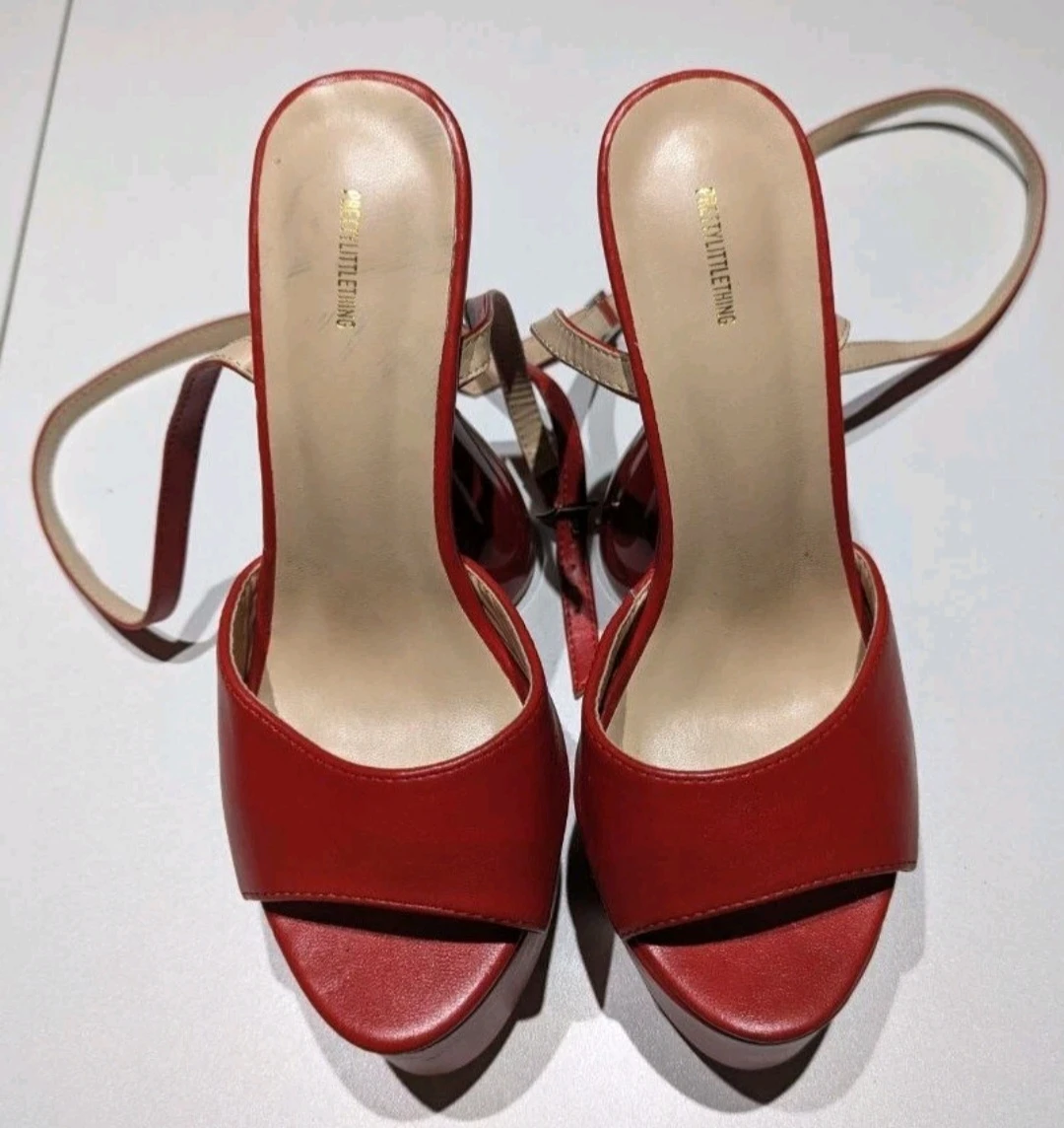 Red Extreme Platform Ankle Strap Heeled Sandals, Size 6,5 (86) - photo 3