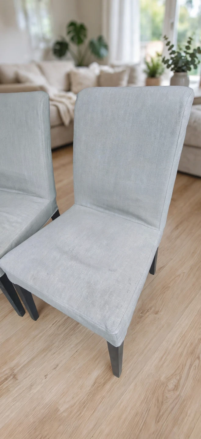 Set of Two Light Grey Fabric Dining Chairs - photo 2