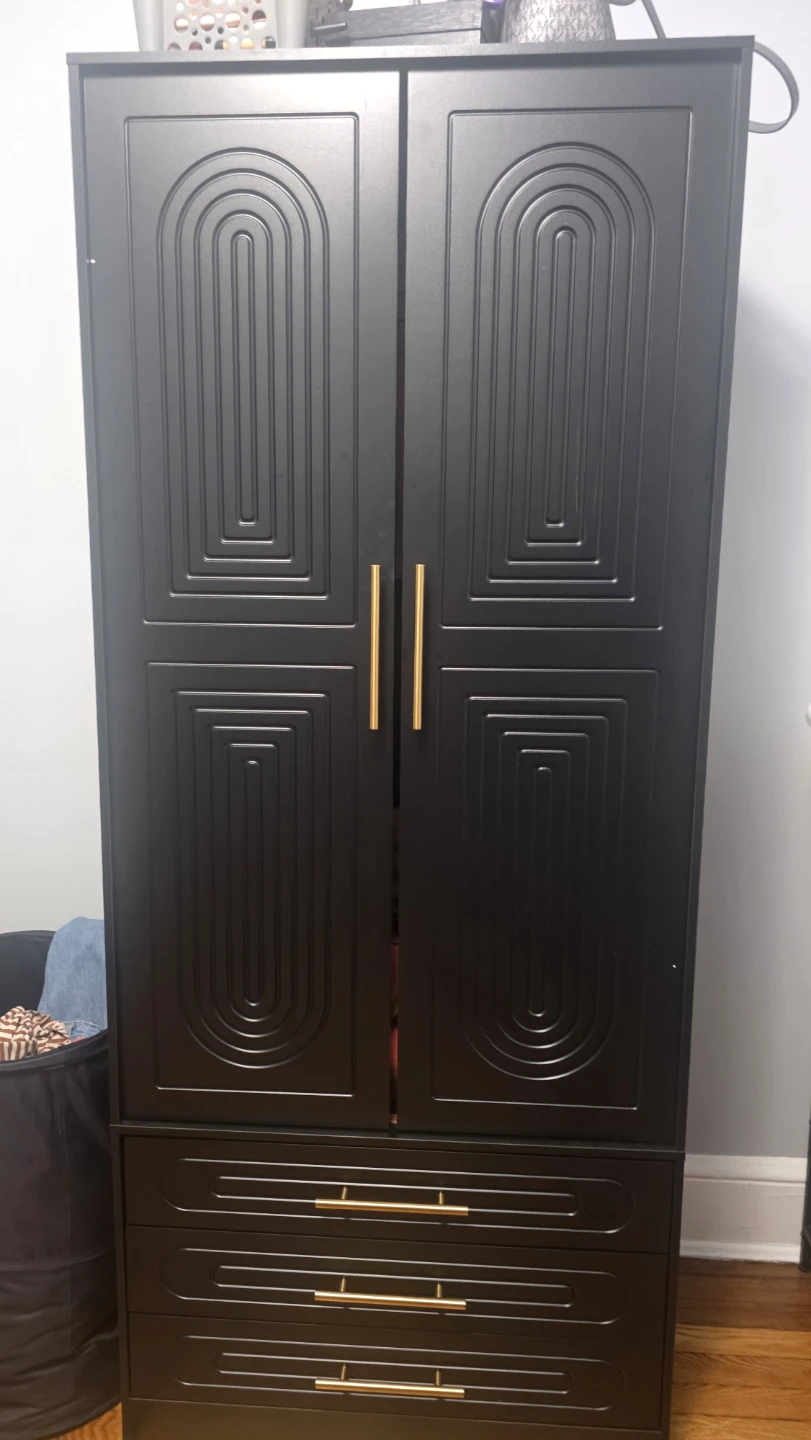 Modern Black Wardrobe with Gold Accents