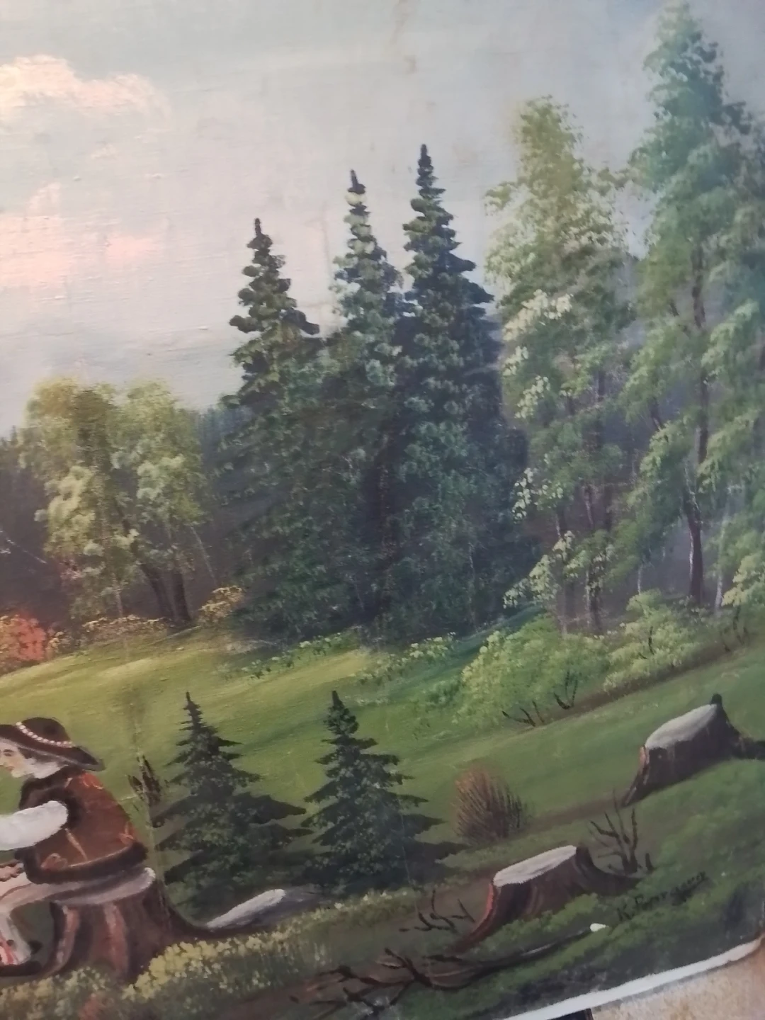 Fine Vintage European Folk Art Oil on Canvas - photo 4