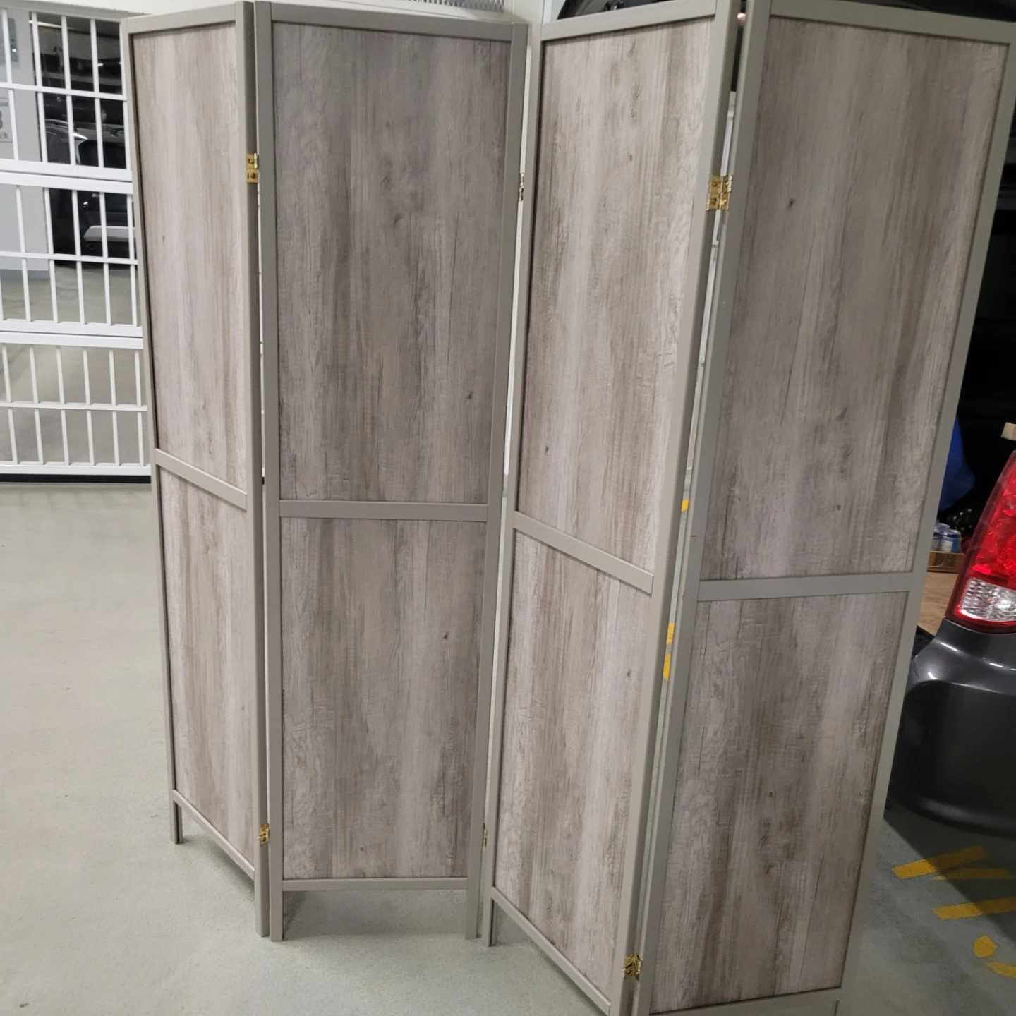 MODERN 4-Panel Grey Woodgrain ROOM DIVIDER - photo 2