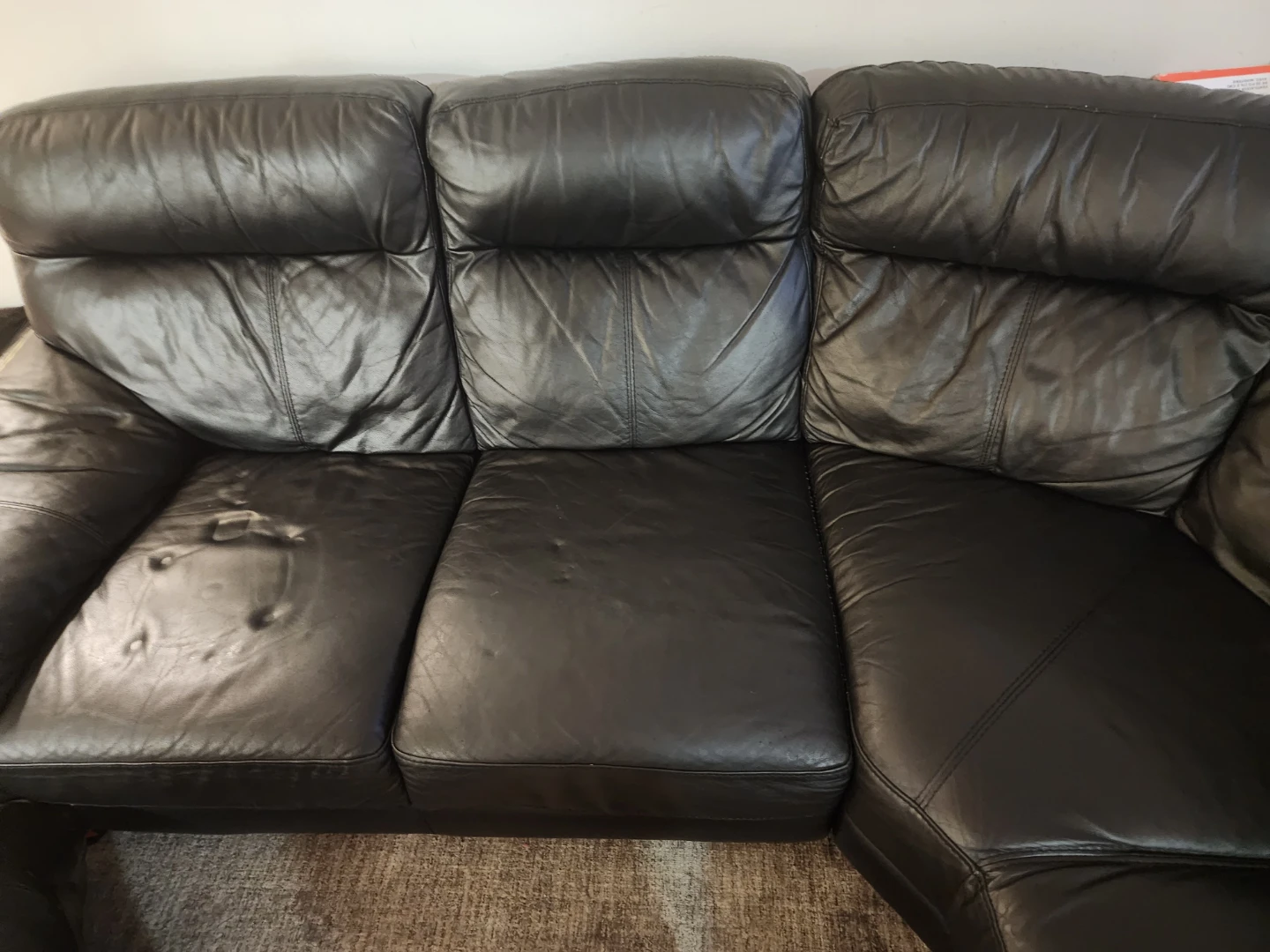 Black Leather Sectional Sofa - photo 3