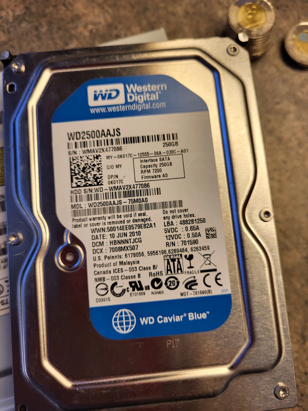 Western Digital WD2500AAJS 250GB Hard Drive