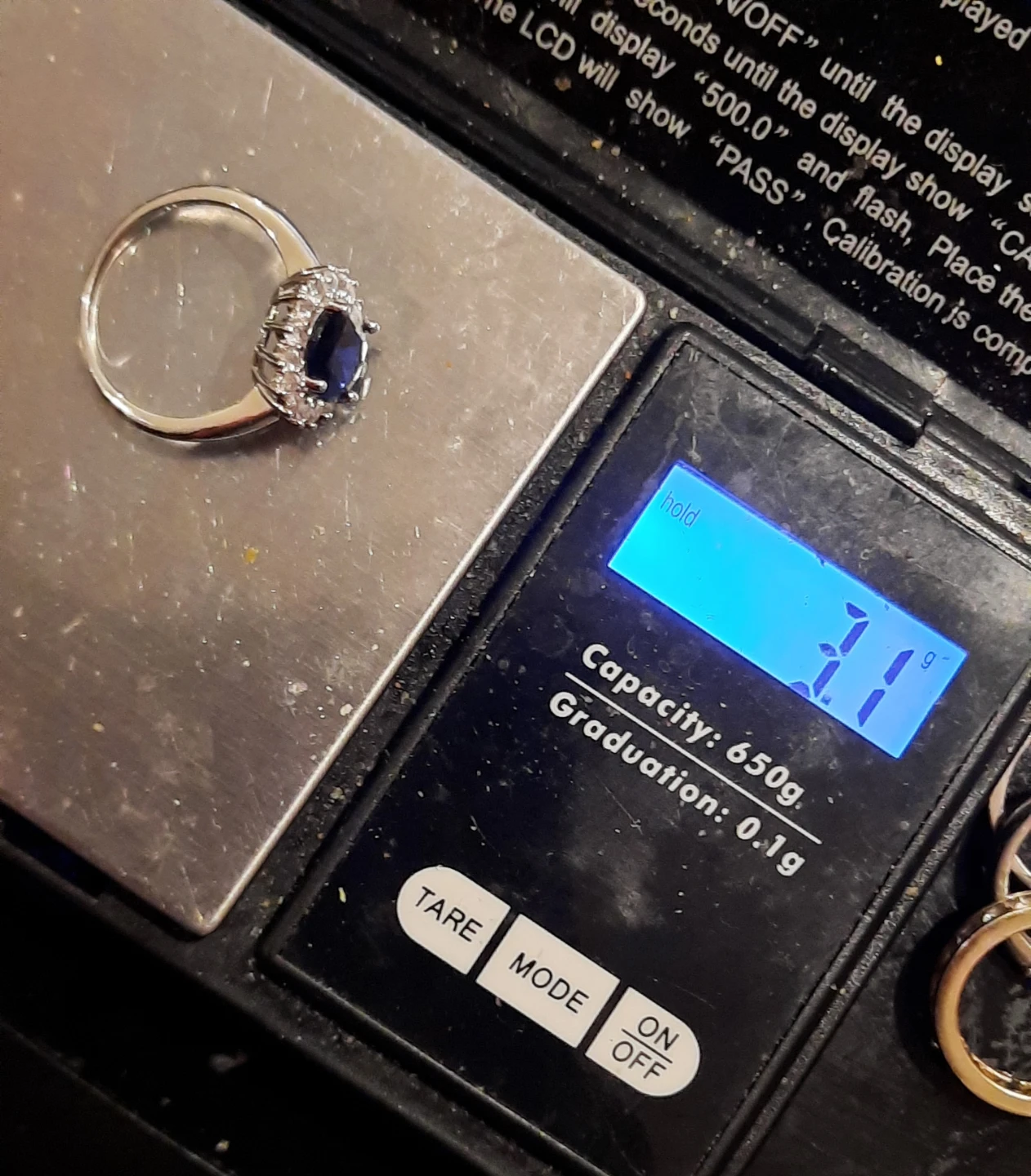 Solid Sterling Silver Sapphire CZ Halo Ring Size 8 - photo 5