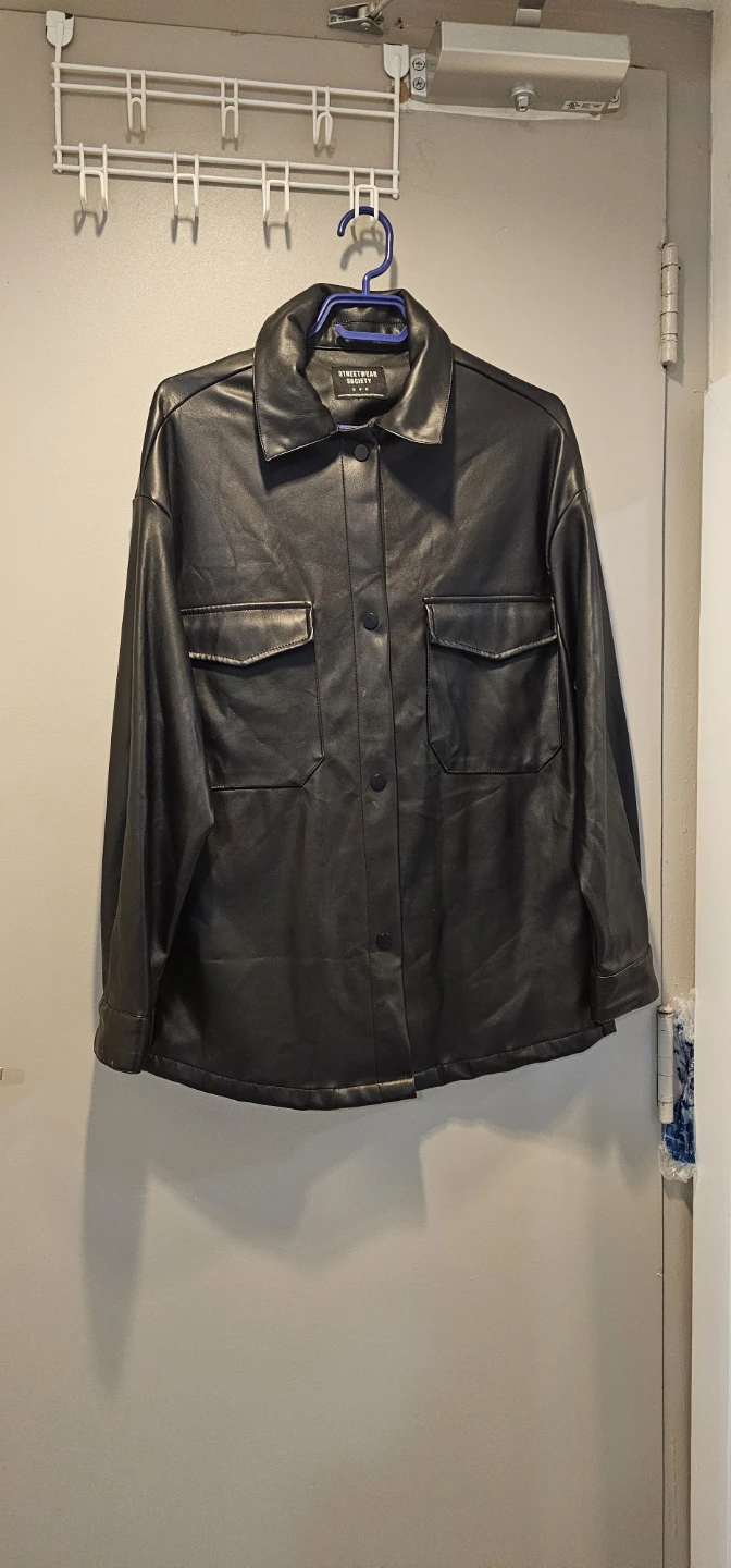 Streetwear Society Black Faux Leather Shirt Jacket