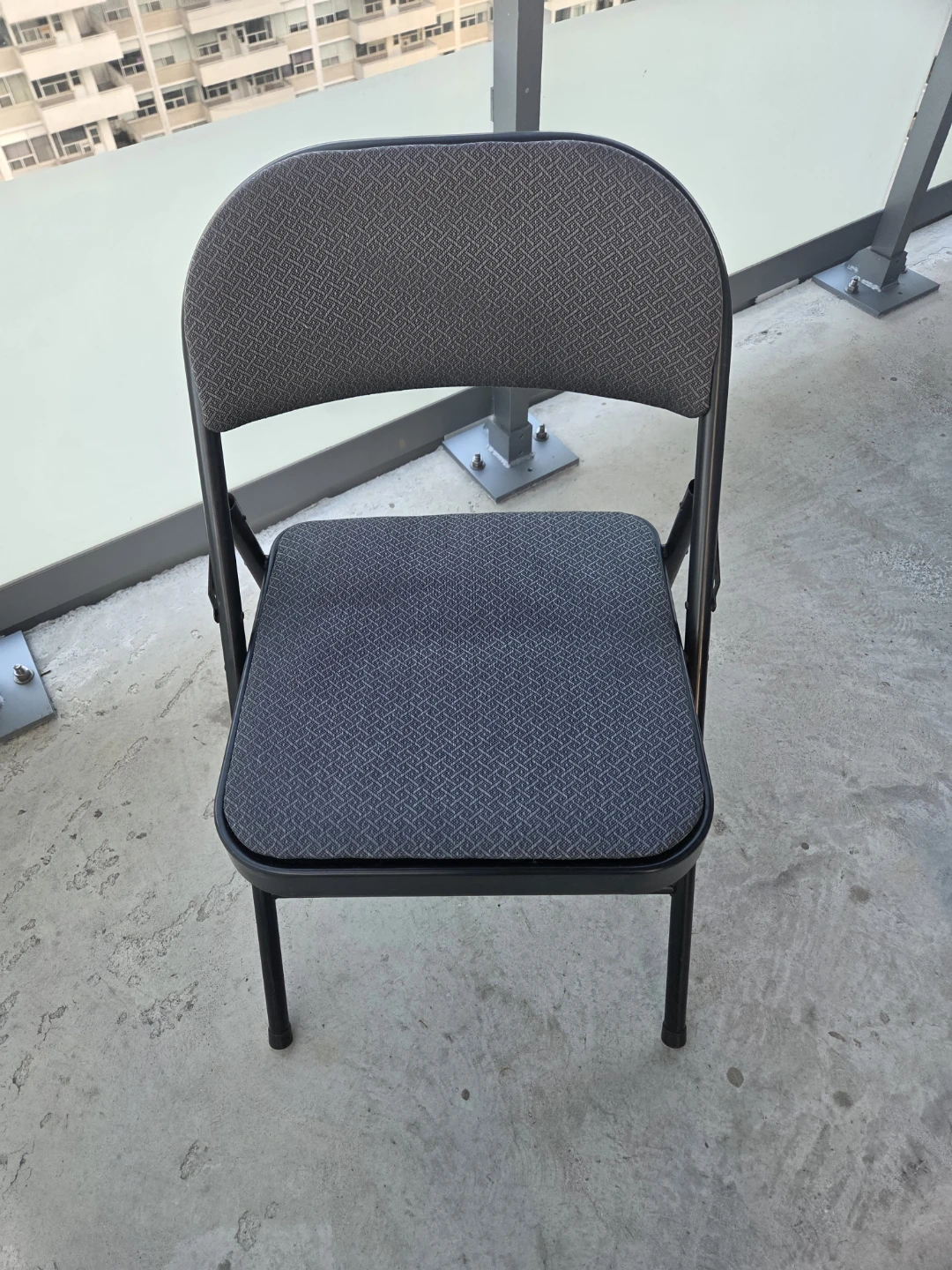 Folding Chair with Grey Patterned Fabric