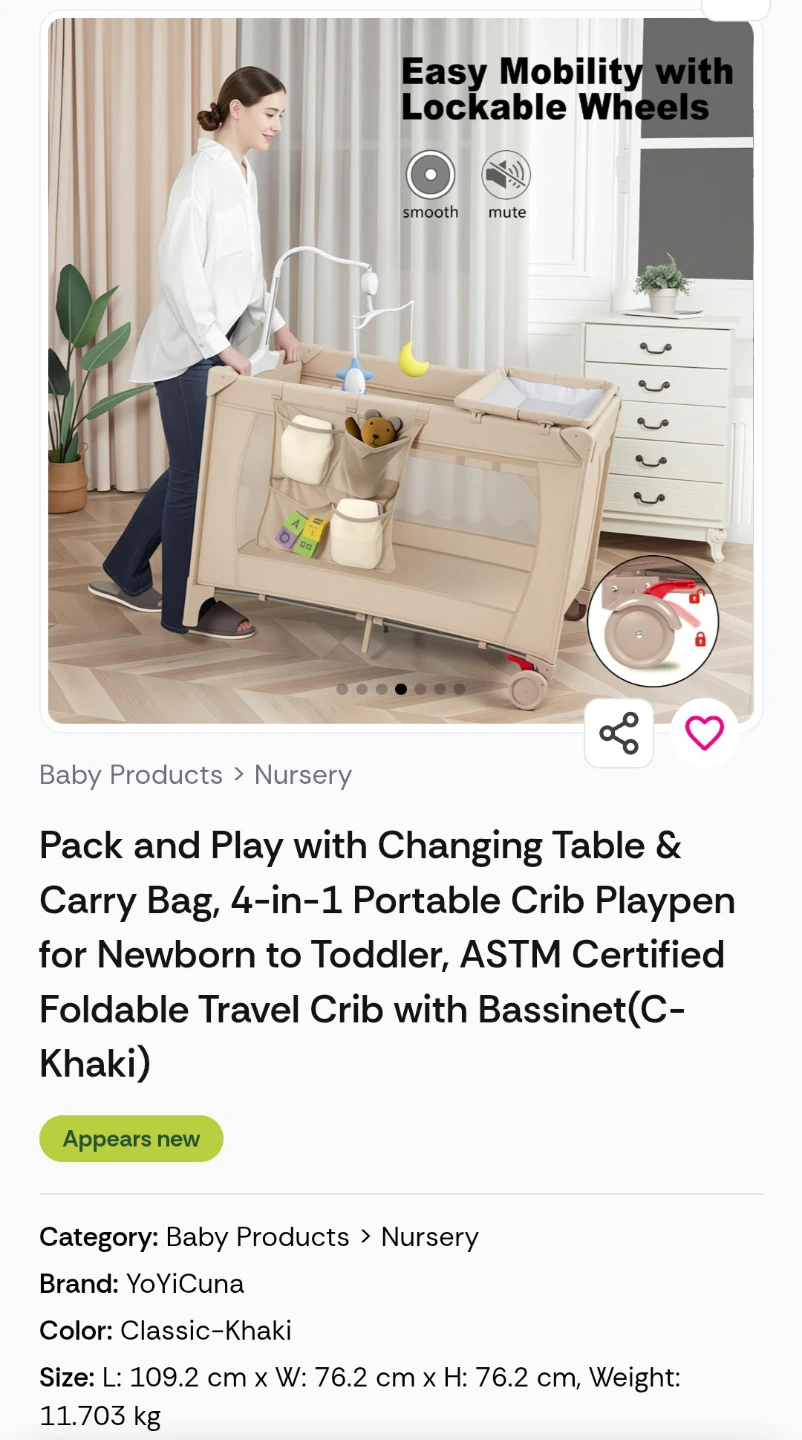 Pack and Play with Changing Table & Carry Bag/playpen