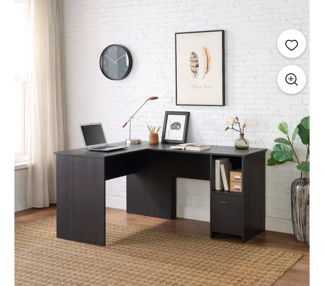 Hometrends L-Shaped Desk – Dark Oak