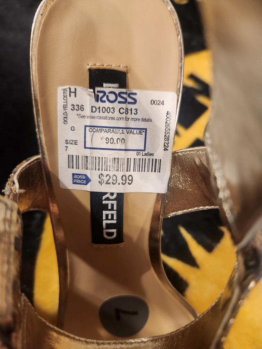 Karl Lagerfeld NWT 7 Metallic Gold Snakeskin Cieone Sandal - photo 3