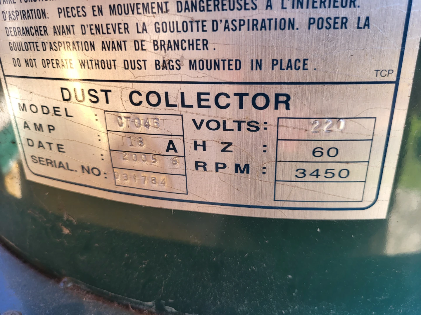 Craftex CT046 Dust Collector - photo 5