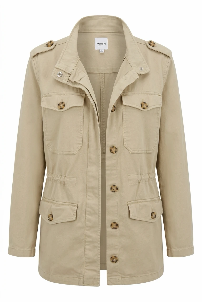 Kensie Tan Utility Cargo Jacket - photo 3