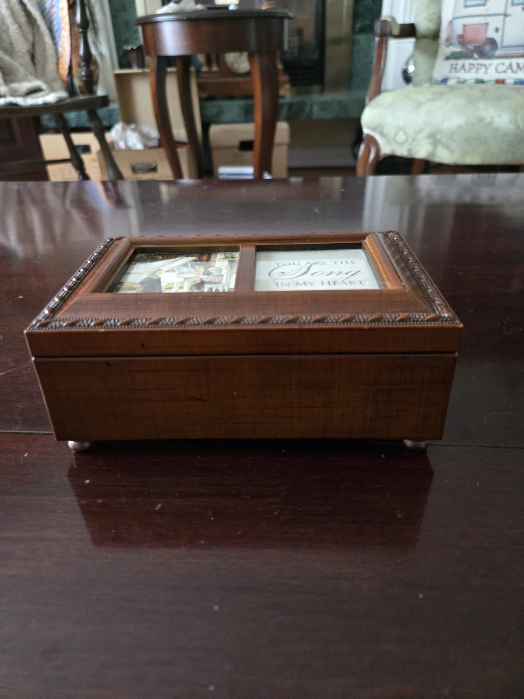 Wooden Music Box with Song In My Heart Inlay - photo 2
