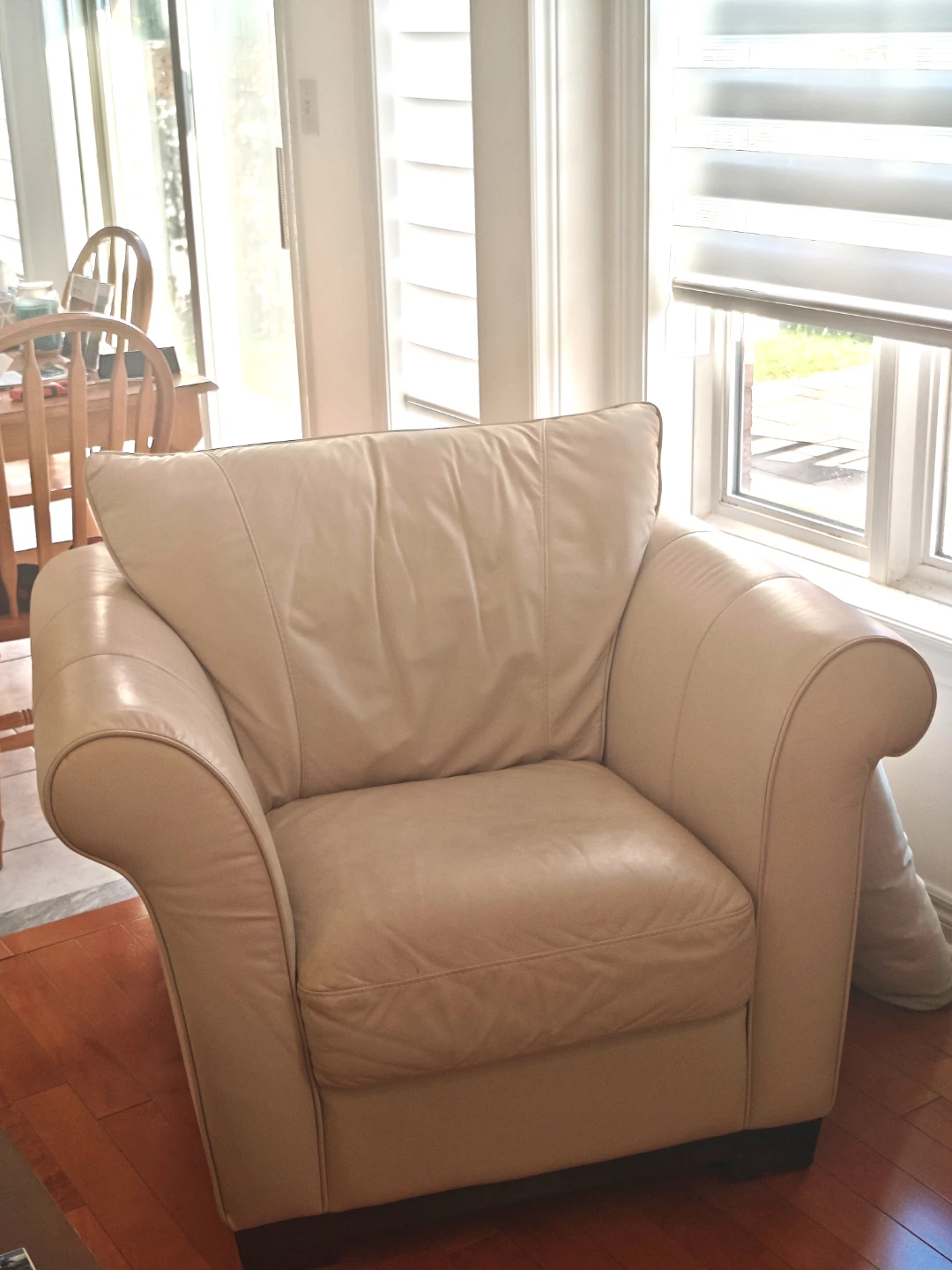 3 Seater & Single Natuzzi Italsofa Genuine Leather Beige Sofa - photo 4