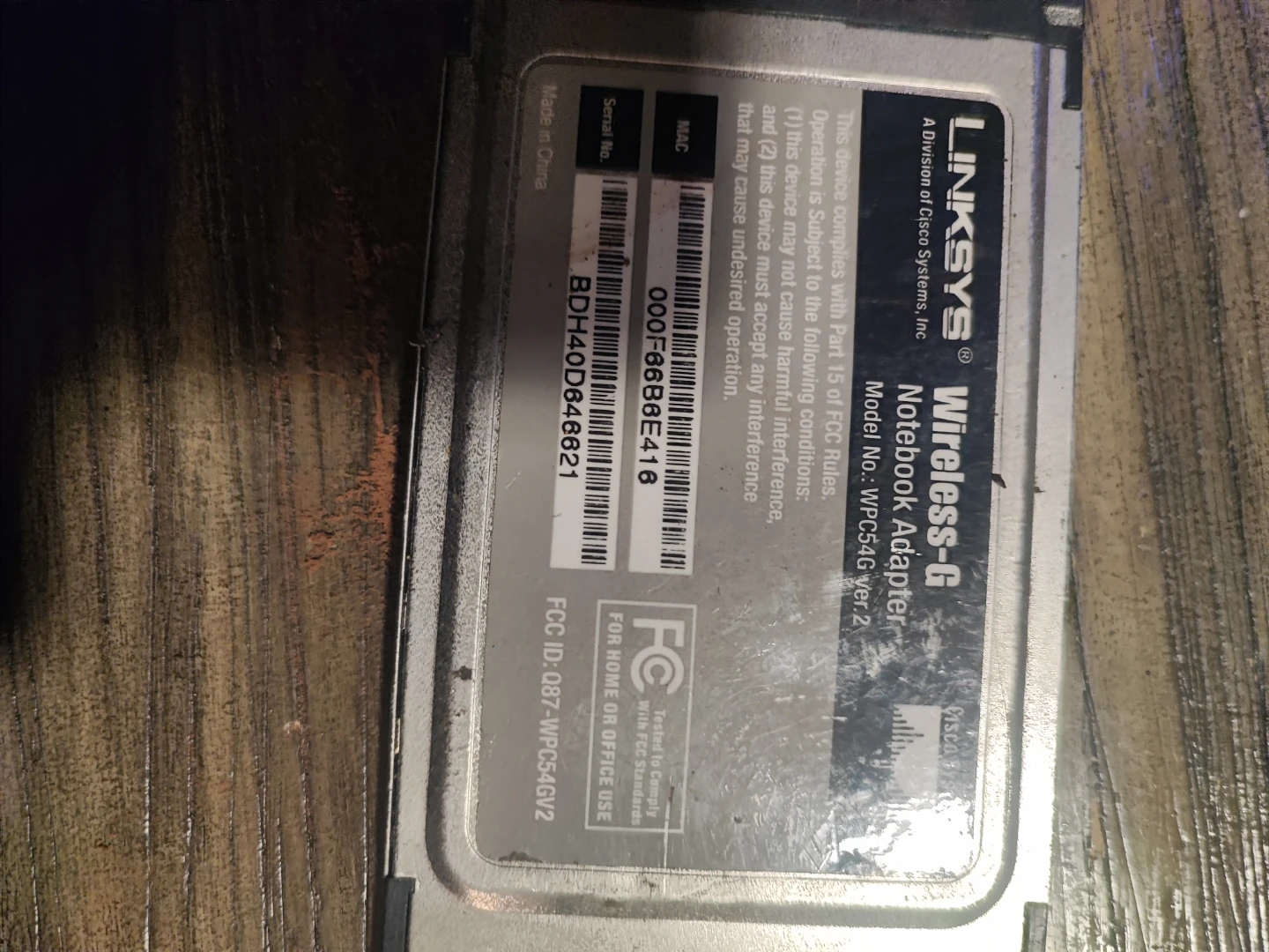 Linksys Wireless-G Notebook Adapter WPC54G - photo 2