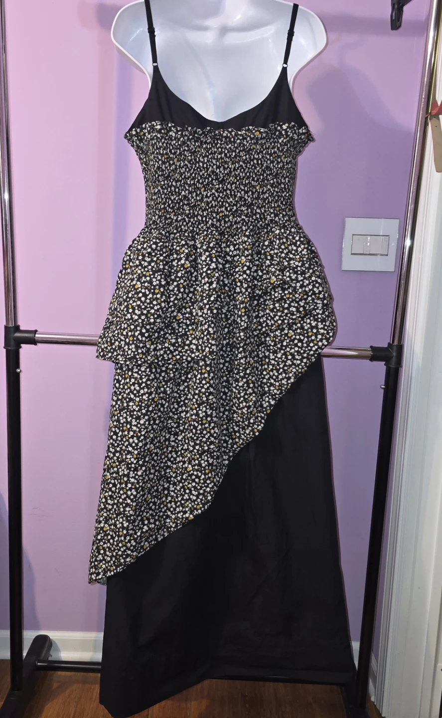 Allina Liu Floral Smocked Diana Dress Black Size M - photo 2