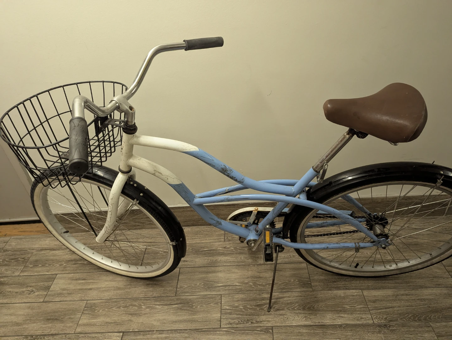 Light Blue Cruiser Bicycle with Basket